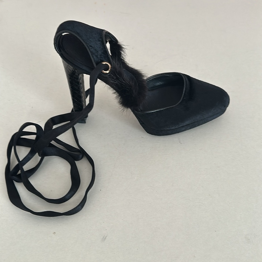 Tom Ford Gucci Mink Python Velvet Heels 7 NWT - Picture 3 of 15